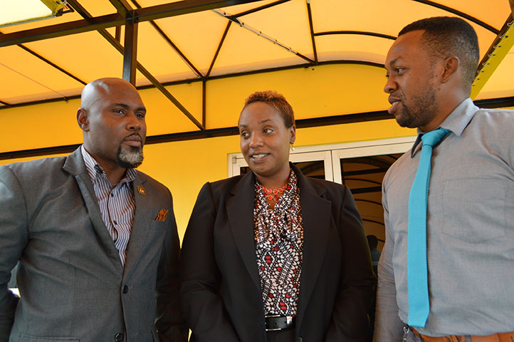 Gheildon Wright (from left), subscription services manager, with fellow JAA managers Dael Whylie, marketing manager, and Kemar West, Promotion & Special Projects Coordinator, at the JAA headquarters in Swallowfield.