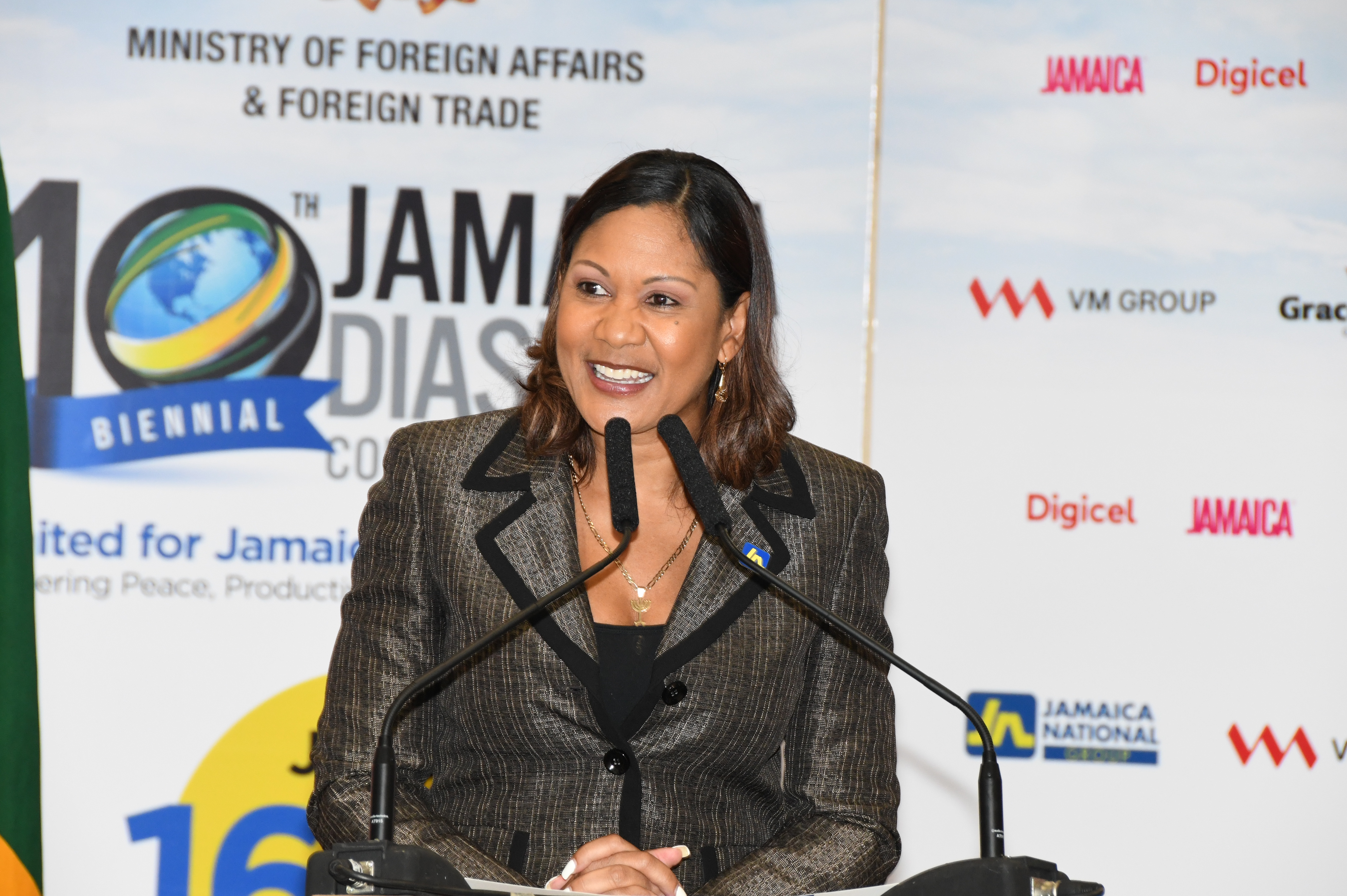 Leesa Kow, managing director, JN Bank addressing the launch of the 10th Biennial Jamaica Diaspora Conference