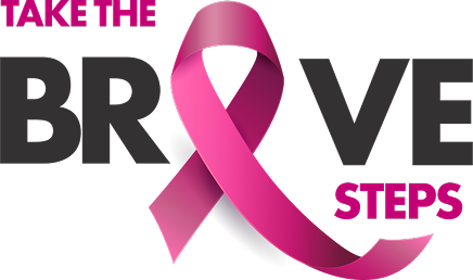 BRAVE STEPS 1 - The Jamaica National Group Limited Graphic with a pink ribbon and the words 'Take the Brave Steps' promoting awareness.